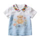 Embroidered Collar Teddy Bear Gradient Tee