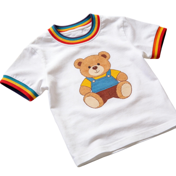 Denim Bear Rainbow Trim Tee